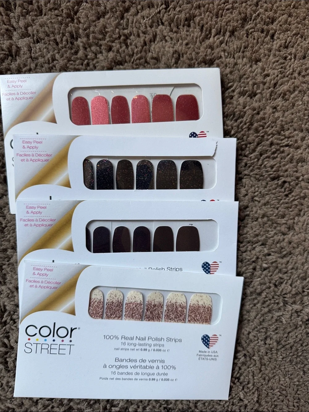 Color Street Glitter  Pink to Rose & Speckled Cream Nail Polish Strips